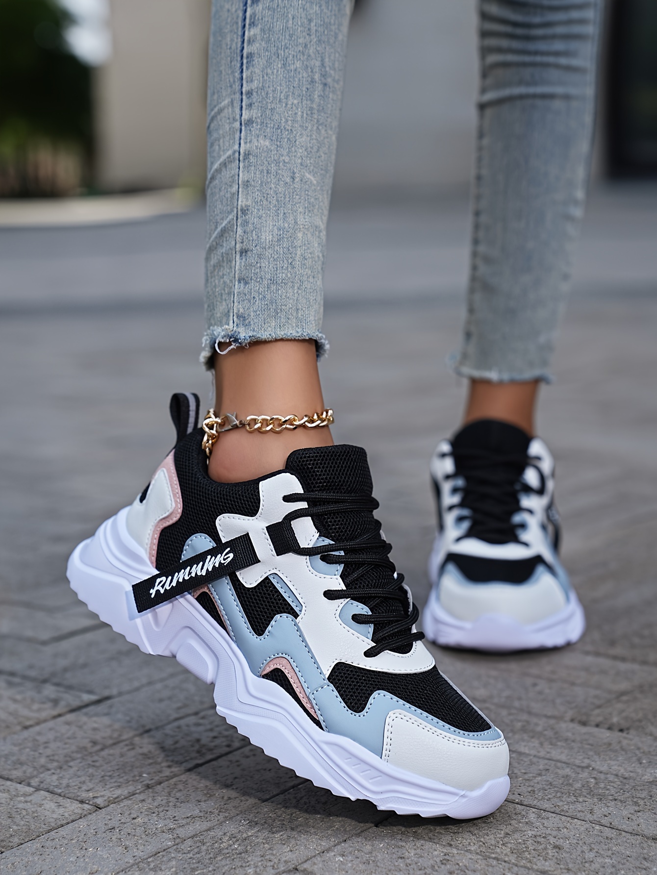 wear resistant sneakers women s casual color blocking design details 0