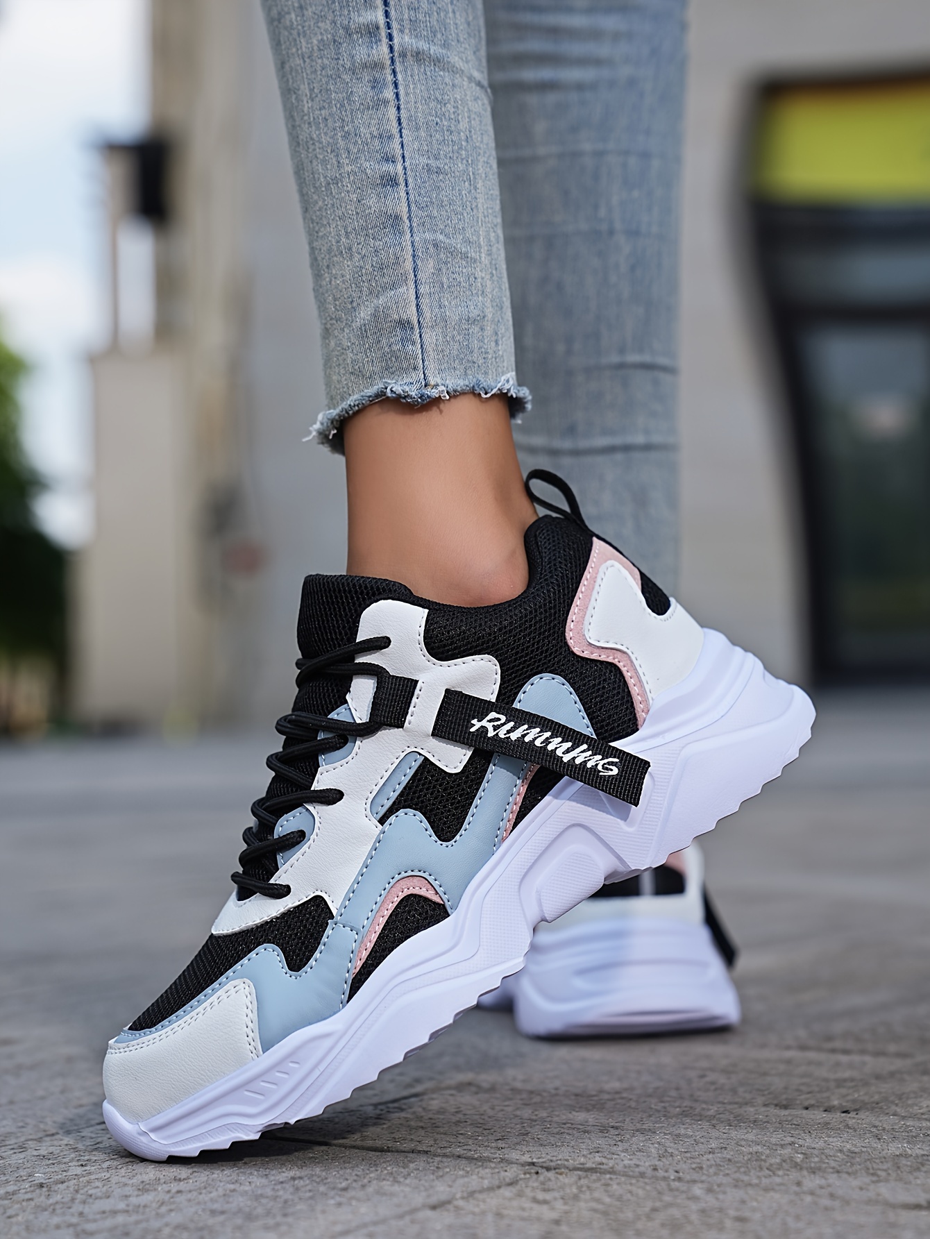 wear resistant sneakers women s casual color blocking design details 1