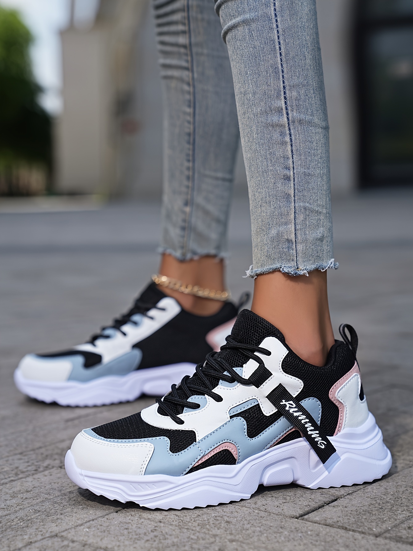 wear resistant sneakers women s casual color blocking design details 2