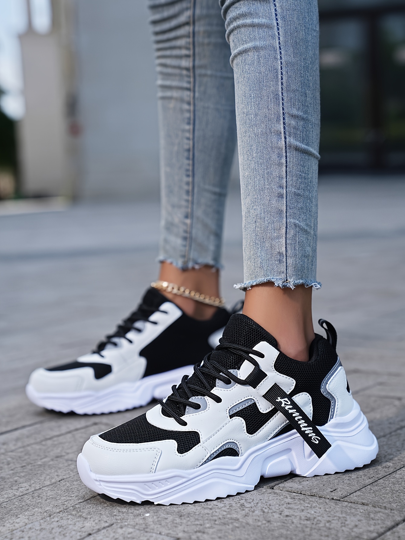 wear resistant sneakers women s casual color blocking design details 4