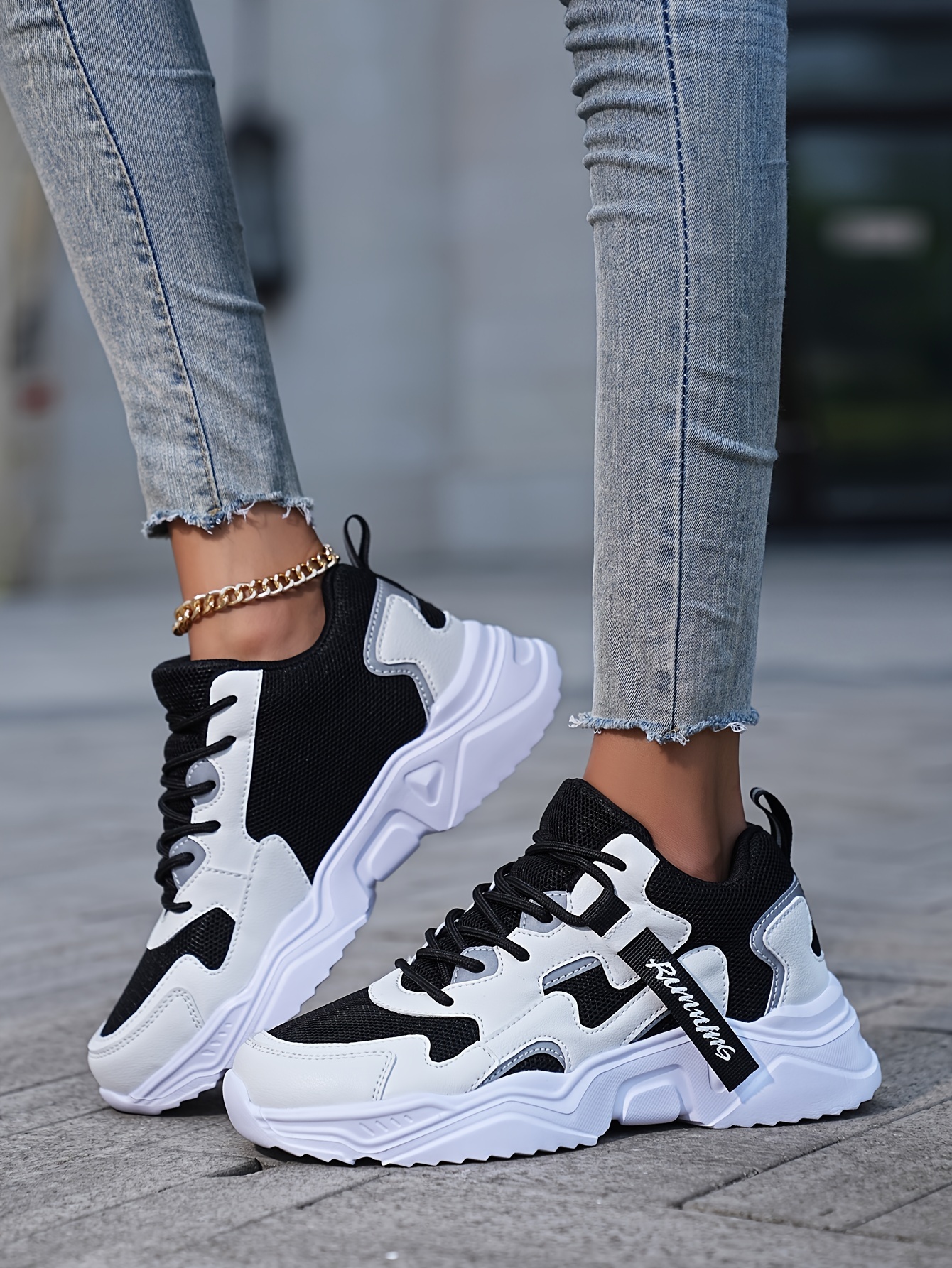 wear resistant sneakers women s casual color blocking design details 6