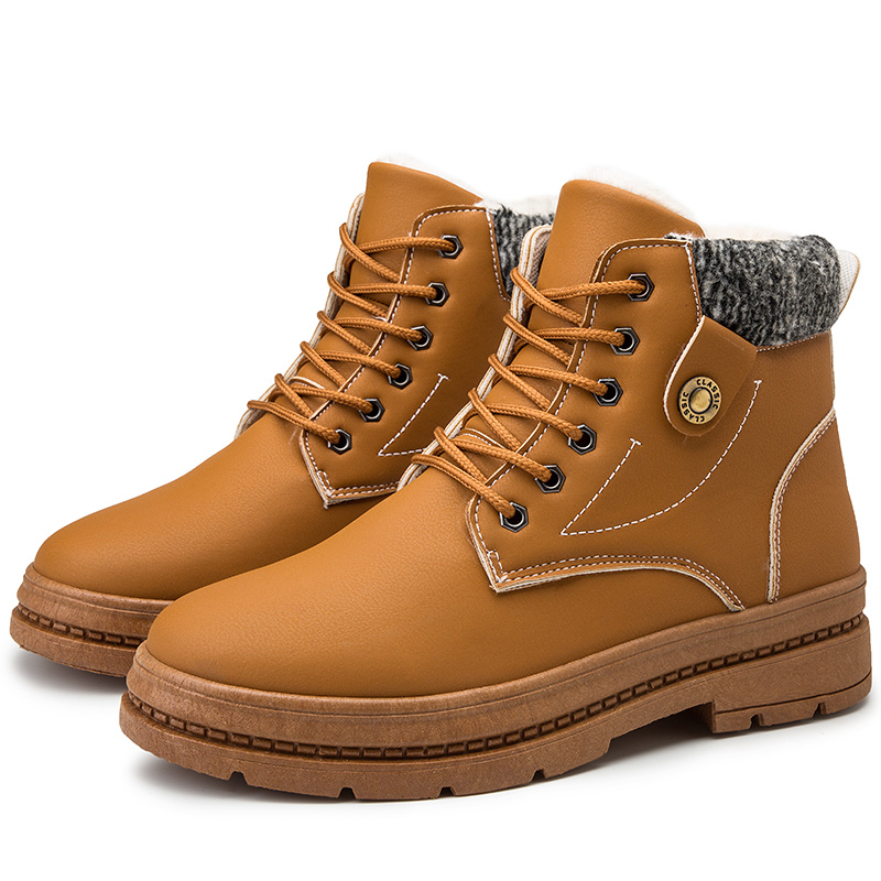 Mens Fashion Windproof Anti Skid High Top Lace Up Boots With Fuzzy Lining For Outdoor Autumn And Winter Highquality & Affordable Temu details 3