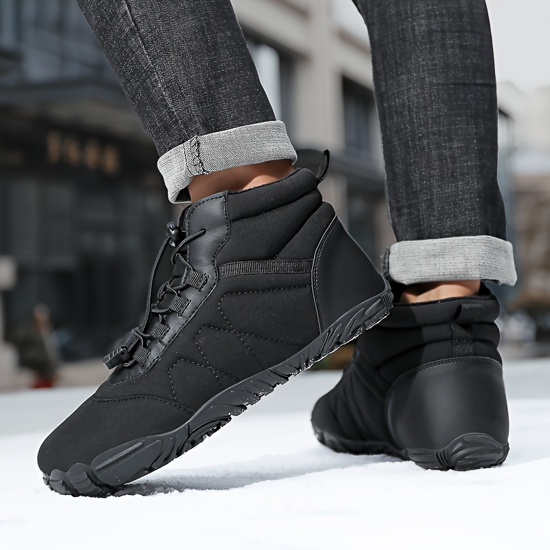 Mens Casual Snow Boots Anti Skid Windproof High Top Slip On Boots With Elastic For Outdoor Autumn And Winter Men s Shoes Temu details 3