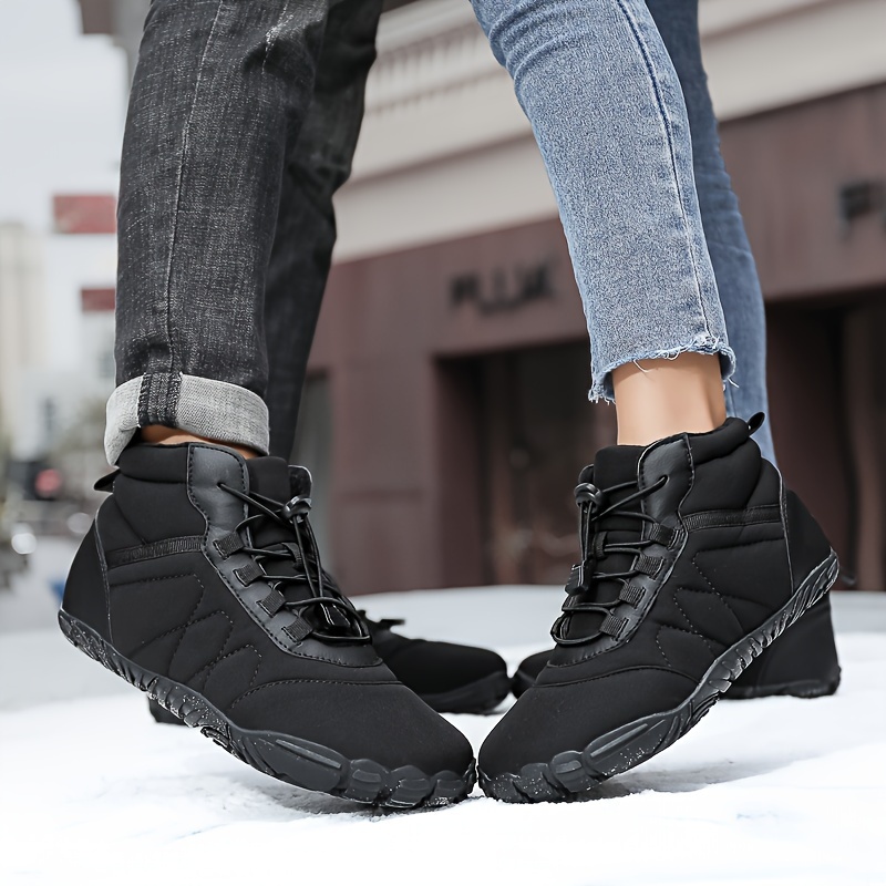 Mens Casual Snow Boots Anti Skid Windproof High Top Slip On Boots With Elastic For Outdoor Autumn And Winter Men s Shoes Temu details 4